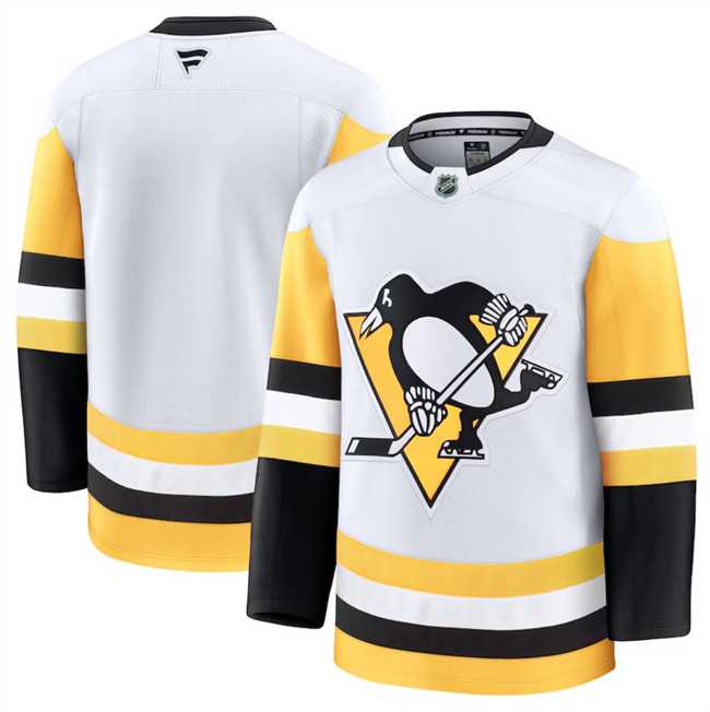 Mens Pittsburgh Penguins Custom White 2024-25 Away Stitched Hockey Jersey->customized nhl jersey->Custom Jersey